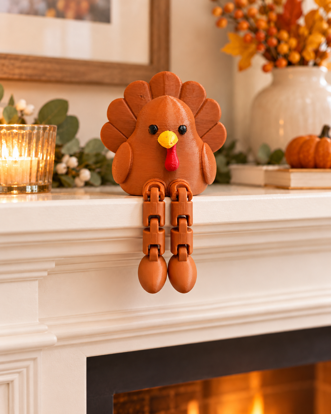 3D Printed Turkey Shelf Sitter – Articulating Legs & Thanksgiving Decor